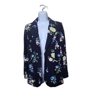 ​Cynthia Rowley Navy Floral Blazer
